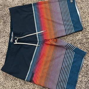 Billabong Navy and Multicolor Striped Shorts